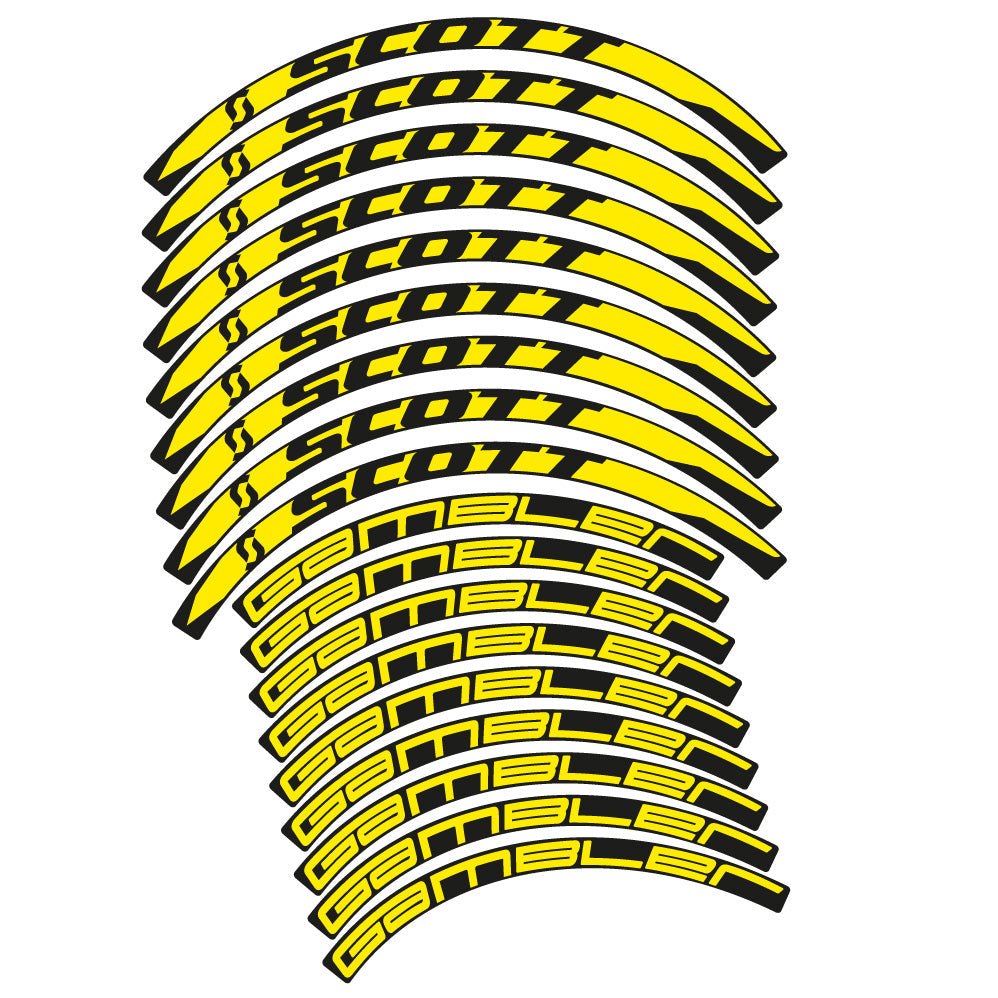 Stickers Scott Gambler compatibles - Autocollants roue vélo VTT