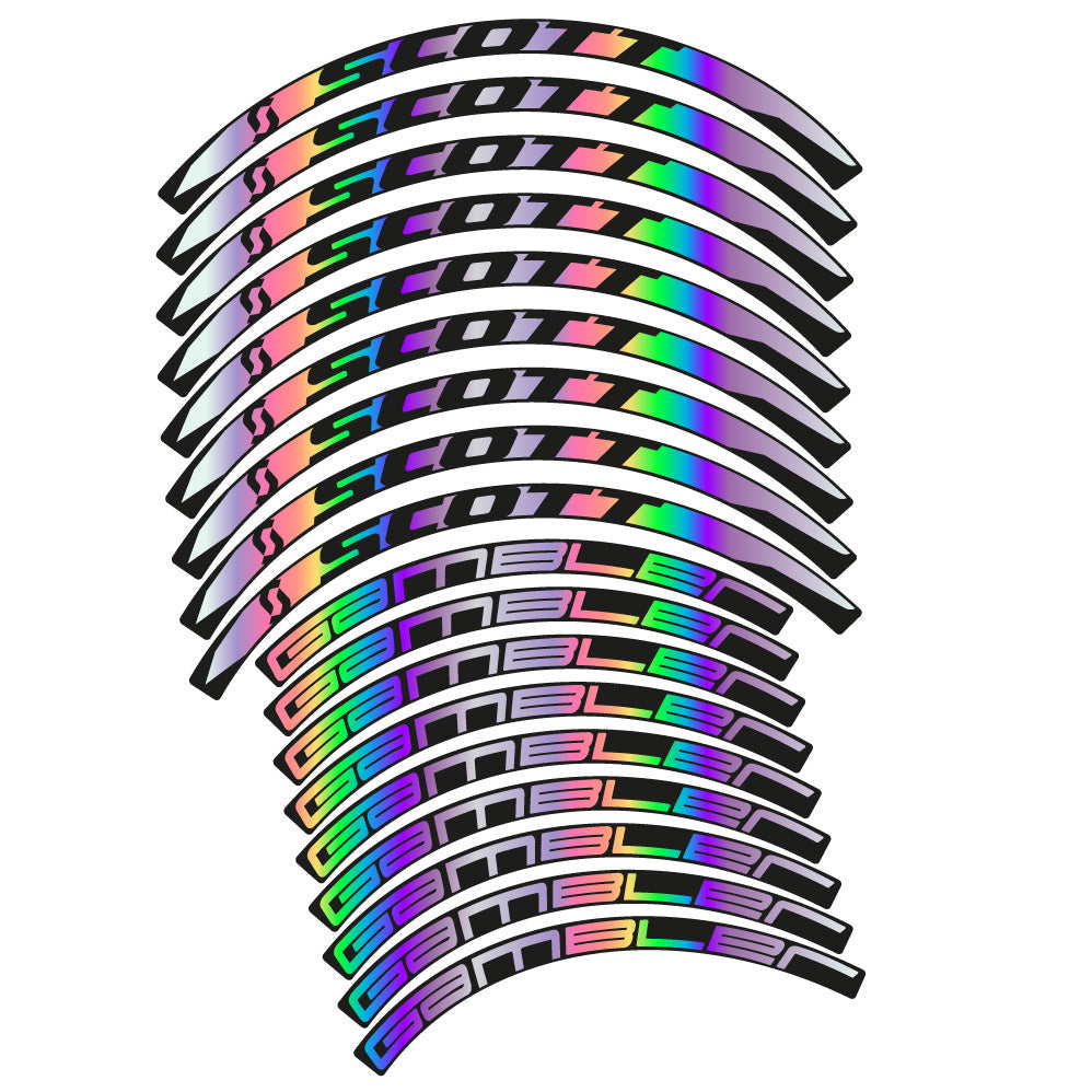 Stickers Scott Gambler, VTT compatibles Autocollants roues VTT 27.5"