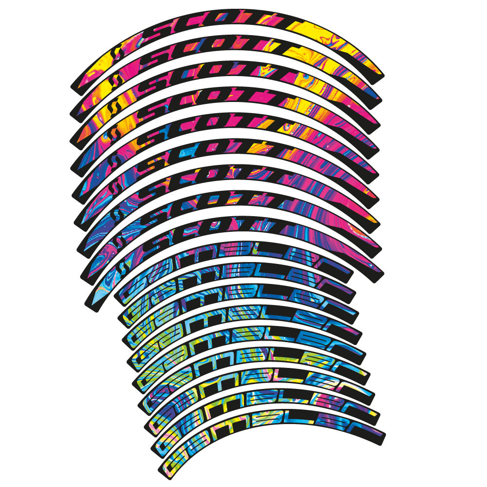Stickers Scott Gambler compatibles - Autocollants roue vélo VTT