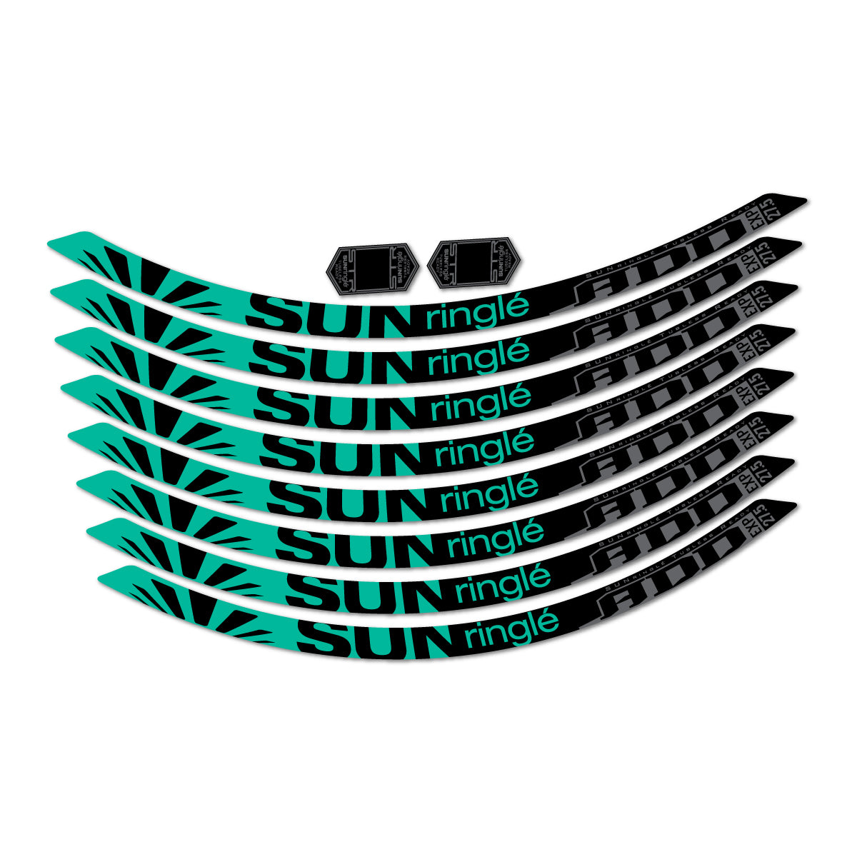 Stickers compatibles Sun Ringle ADD Expert 2017-2018 pour jantes VTT 27.5" – autocollants vinyle - Turquoise Vert