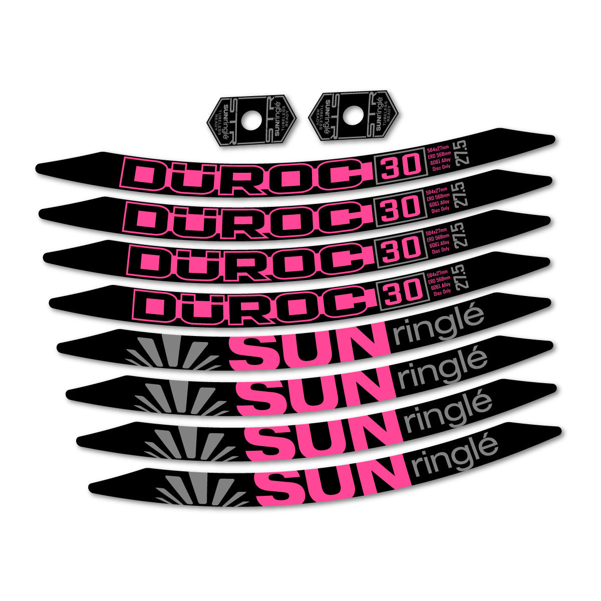 Bubblegum Pink decal for Sun Ringle Duroc 30 2017-2018 MTB wheel 27.5" – bike sticker vinyl