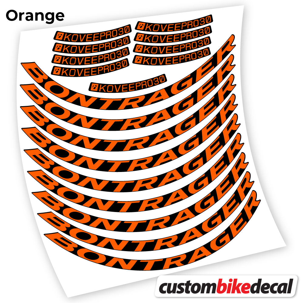 Orange decal for Bontrager Kovee PRO 30 MTB wheel – bike sticker vinyl