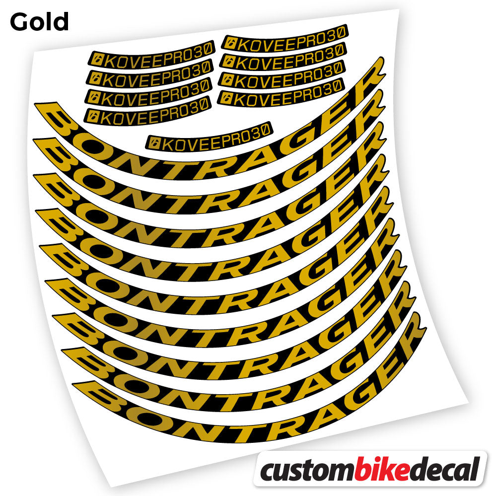 Gold decal for Bontrager Kovee PRO 30 MTB wheel – bike sticker vinyl