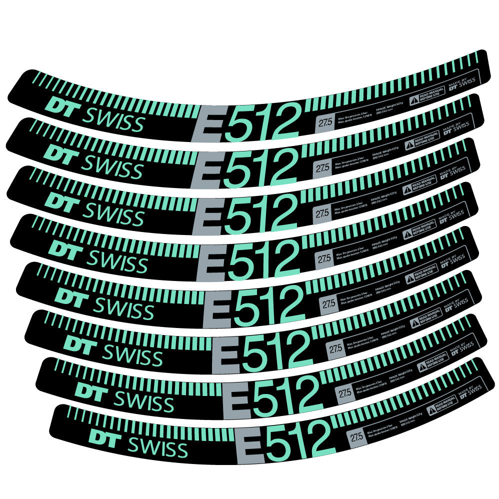 Stickers Dt swiss E512 compatibles - Autocollants roue vélo VTT