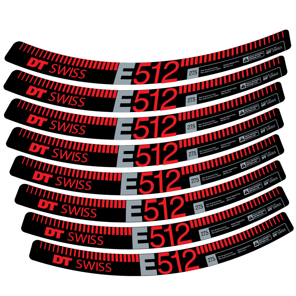 Stickers Dt swiss E512 compatibles - Autocollants roue vélo VTT