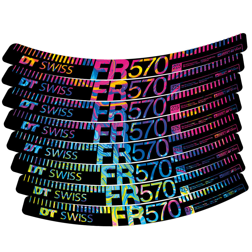 Stickers DT Swiss FR 570 compatibles - Autocollants roue vélo VTT