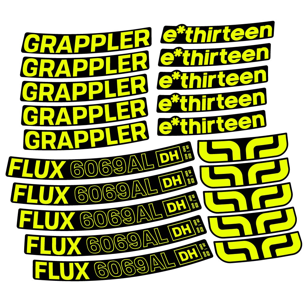 Stickers EThirteen Grappler Flux Alloy Downhill compatibles Autocollants roues VTT 29"