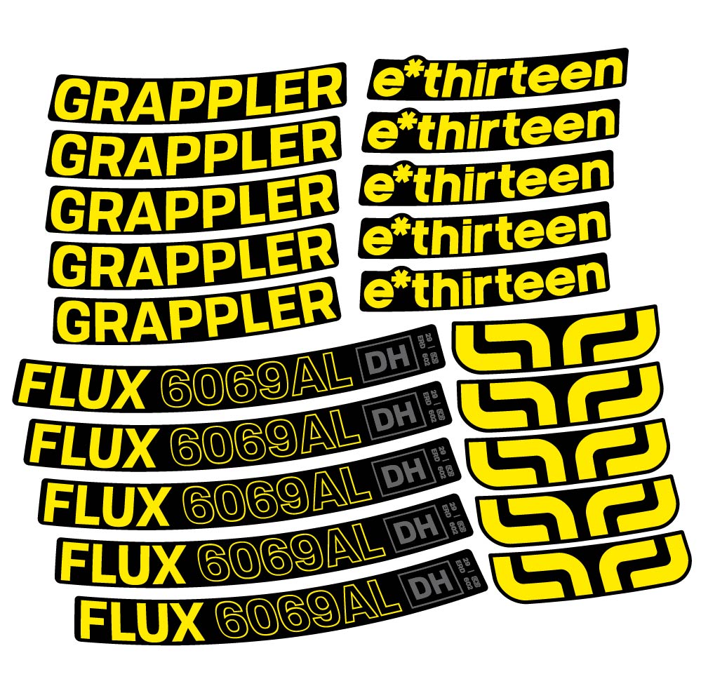 Stickers E-Thirteen Grappler Flux Alloy Downhill compatibles - Autocollants roue vélo VTT