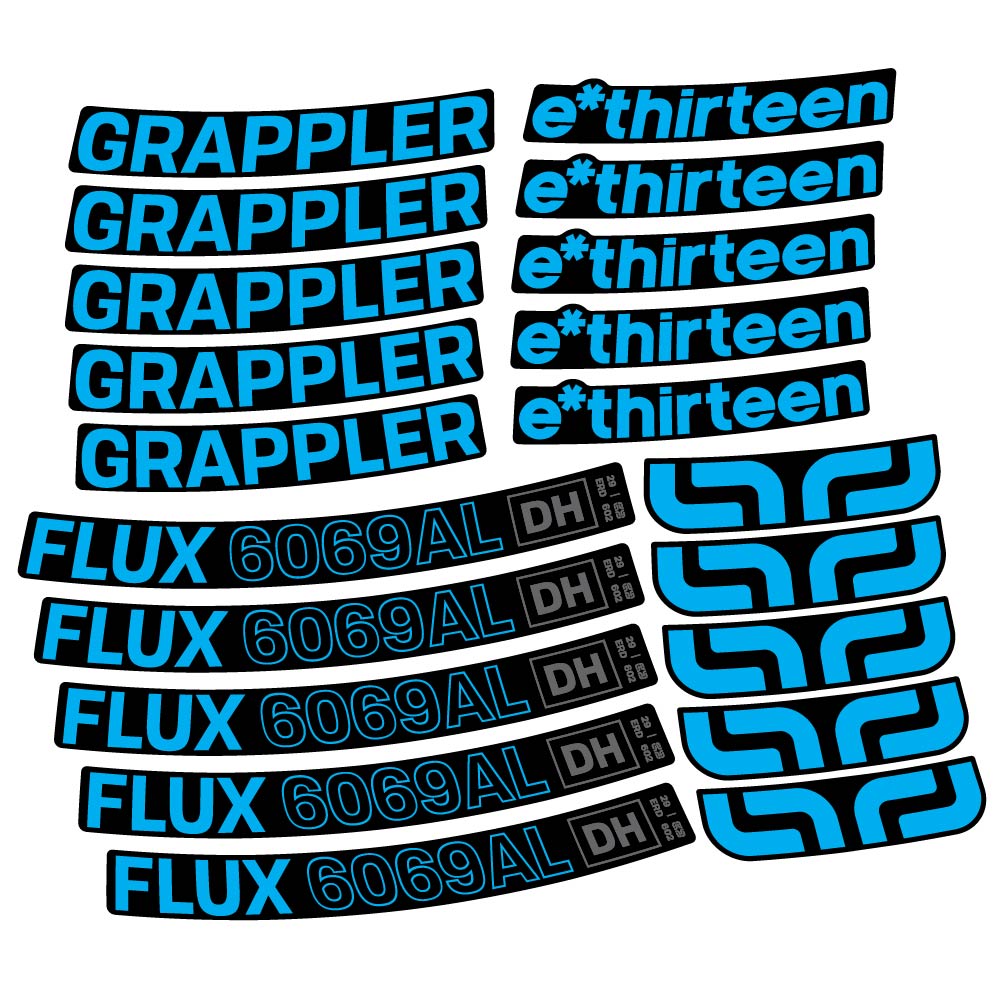 Stickers E-Thirteen Grappler Flux Alloy Downhill compatibles - Autocollants roue vélo VTT