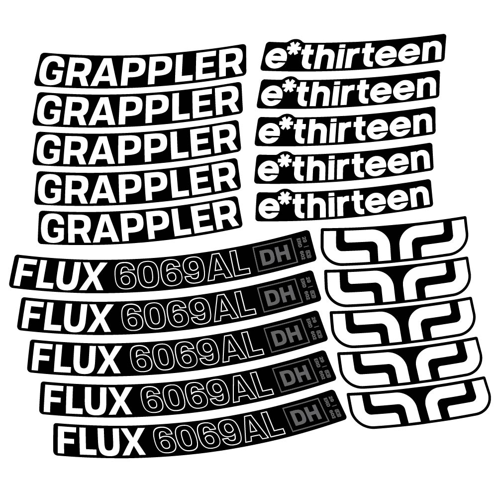 Stickers E-Thirteen Grappler Flux Alloy Downhill compatibles - Autocollants roue vélo VTT