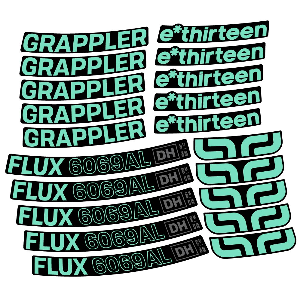 Stickers E-Thirteen Grappler Flux Alloy Downhill compatibles - Autocollants roue vélo VTT