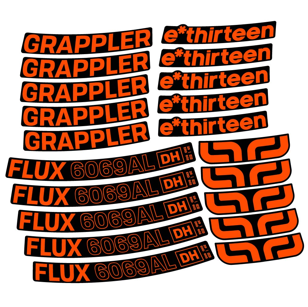 Stickers EThirteen Grappler Flux Alloy Downhill compatibles Autocollants roues VTT 29"