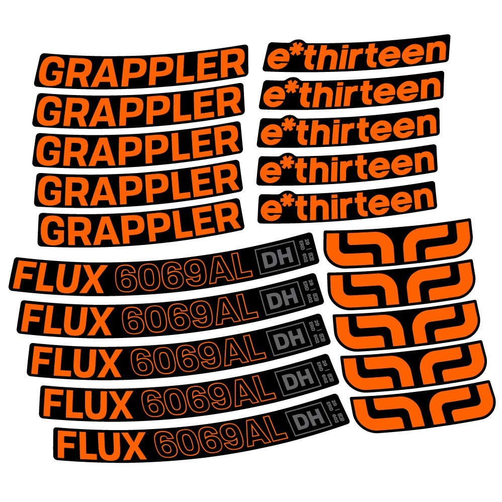 Stickers E-Thirteen Grappler Flux Alloy Downhill compatibles - Autocollants roue vélo VTT