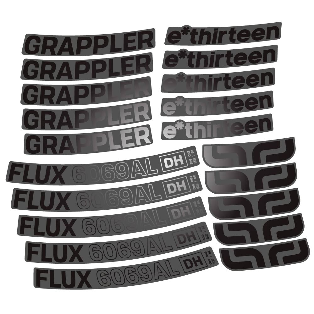 Stickers E-Thirteen Grappler Flux Alloy Downhill compatibles - Autocollants roue vélo VTT