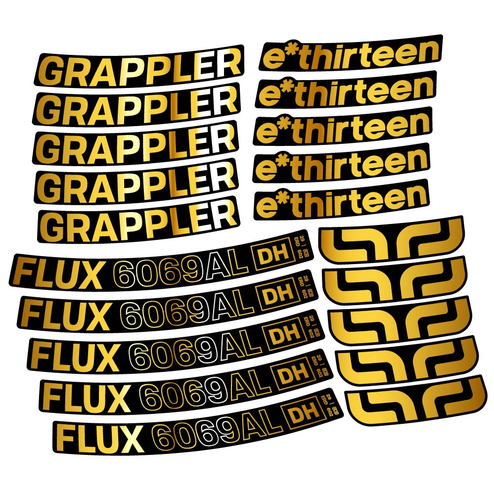 Stickers E-Thirteen Grappler Flux Alloy Downhill compatibles - Autocollants roue vélo VTT