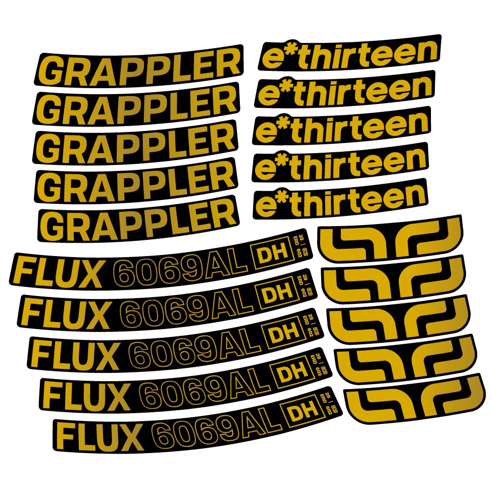 Stickers E-Thirteen Grappler Flux Alloy Downhill compatibles - Autocollants roue vélo VTT