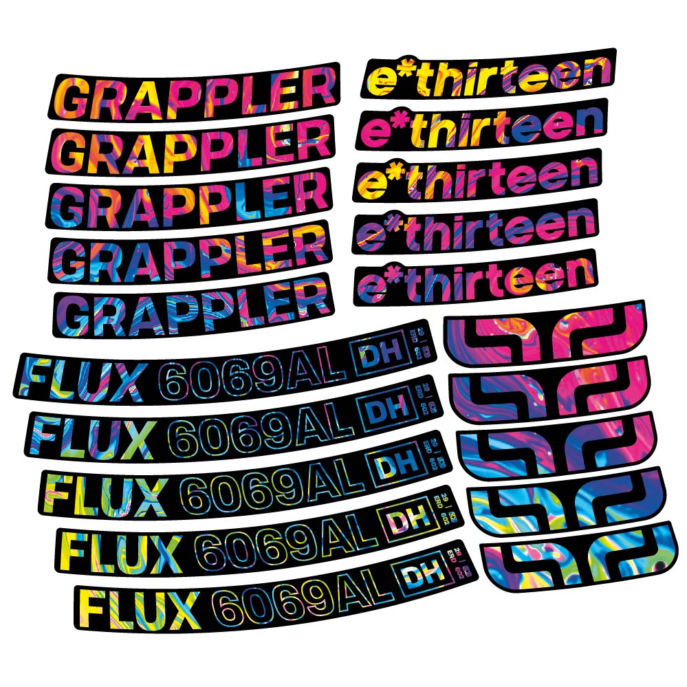 Stickers E-Thirteen Grappler Flux Alloy Downhill compatibles - Autocollants roue vélo VTT