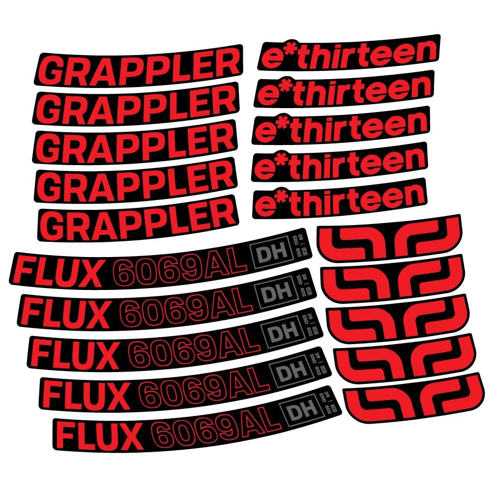 Stickers EThirteen Grappler Flux Alloy Downhill compatibles Autocollants roues VTT 29"