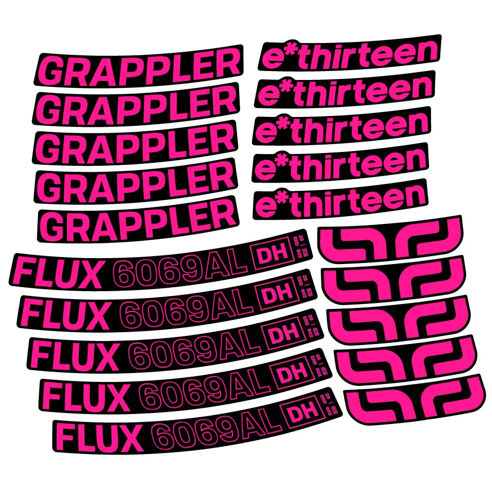 Stickers E-Thirteen Grappler Flux Alloy Downhill compatibles - Autocollants roue vélo VTT