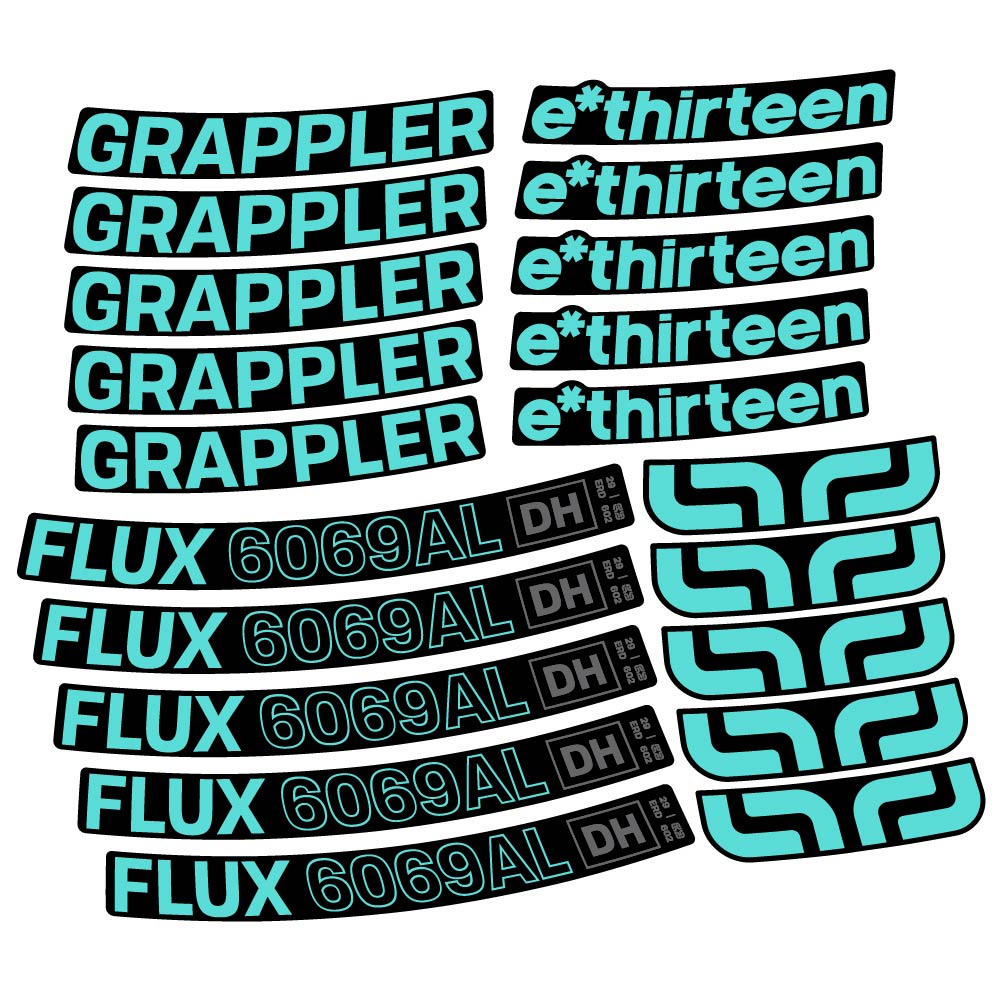 Stickers E-Thirteen Grappler Flux Alloy Downhill compatibles - Autocollants roue vélo VTT