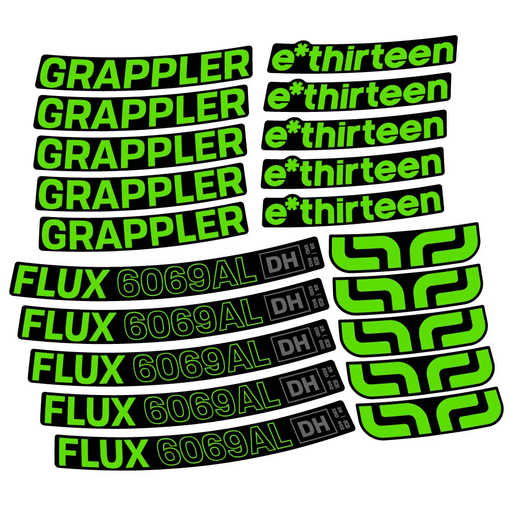 Stickers E-Thirteen Grappler Flux Alloy Downhill compatibles - Autocollants roue vélo VTT
