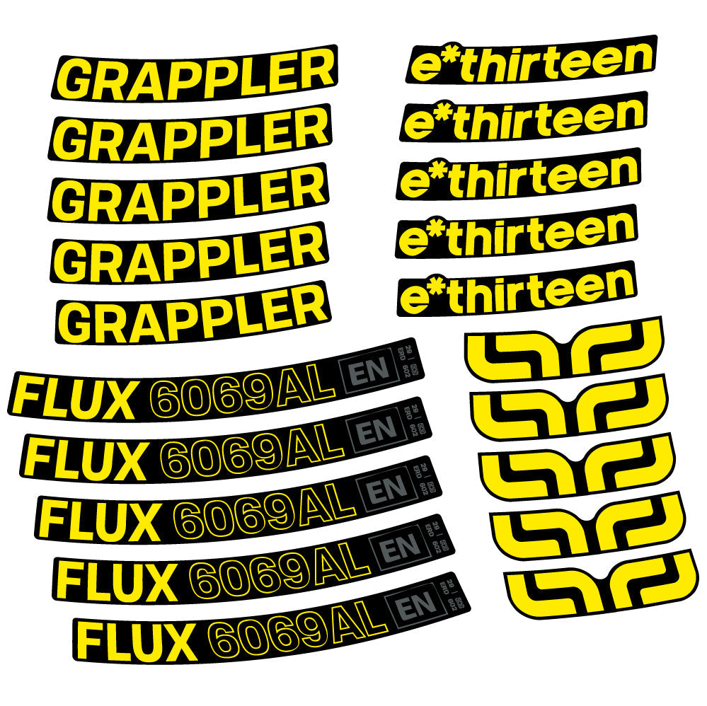 Stickers E-Thirteen Grappler Flux Alloy compatibles - Autocollants roue vélo VTT
