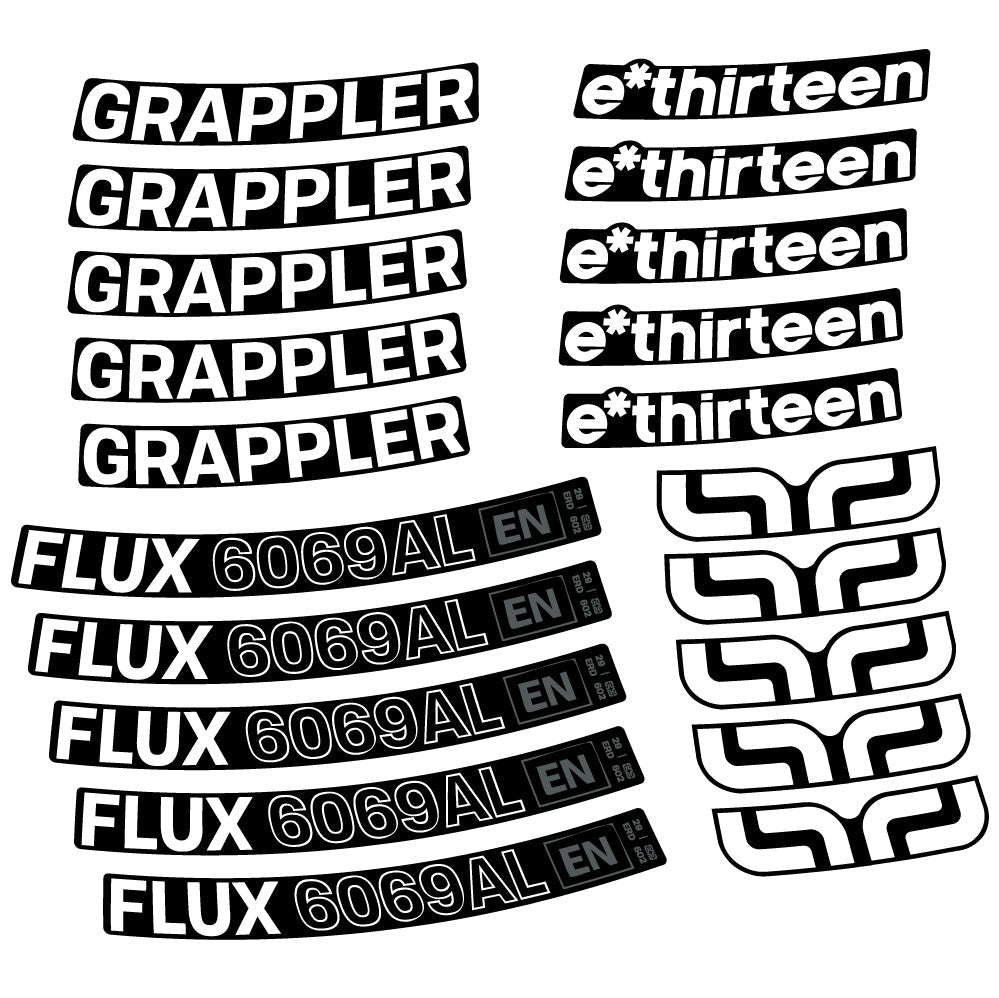 Stickers E-Thirteen Grappler Flux Alloy compatibles - Autocollants roue vélo VTT