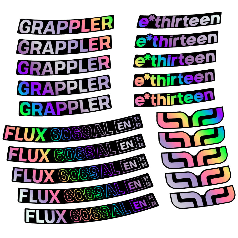 Stickers E-Thirteen Grappler Flux Alloy compatibles - Autocollants roue vélo VTT