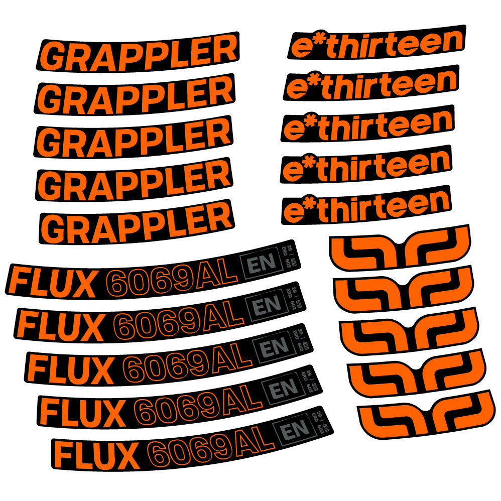 Stickers E-Thirteen Grappler Flux Alloy compatibles - Autocollants roue vélo VTT