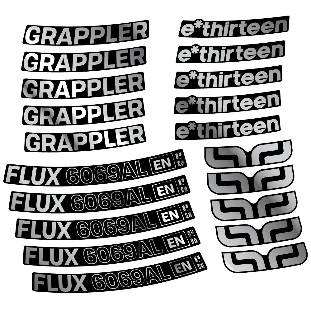 Stickers E-Thirteen Grappler Flux Alloy compatibles - Autocollants roue vélo VTT