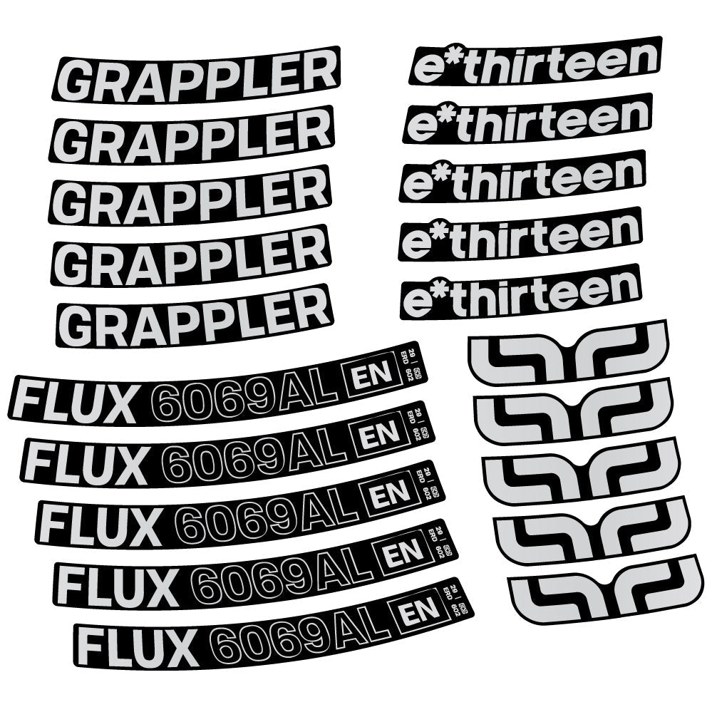 Stickers E-Thirteen Grappler Flux Alloy compatibles - Autocollants roue vélo VTT