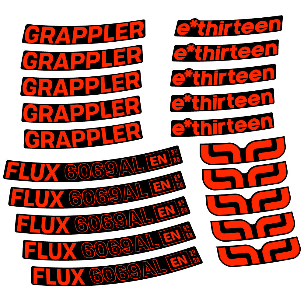 Stickers E-Thirteen Grappler Flux Alloy compatibles - Autocollants roue vélo VTT