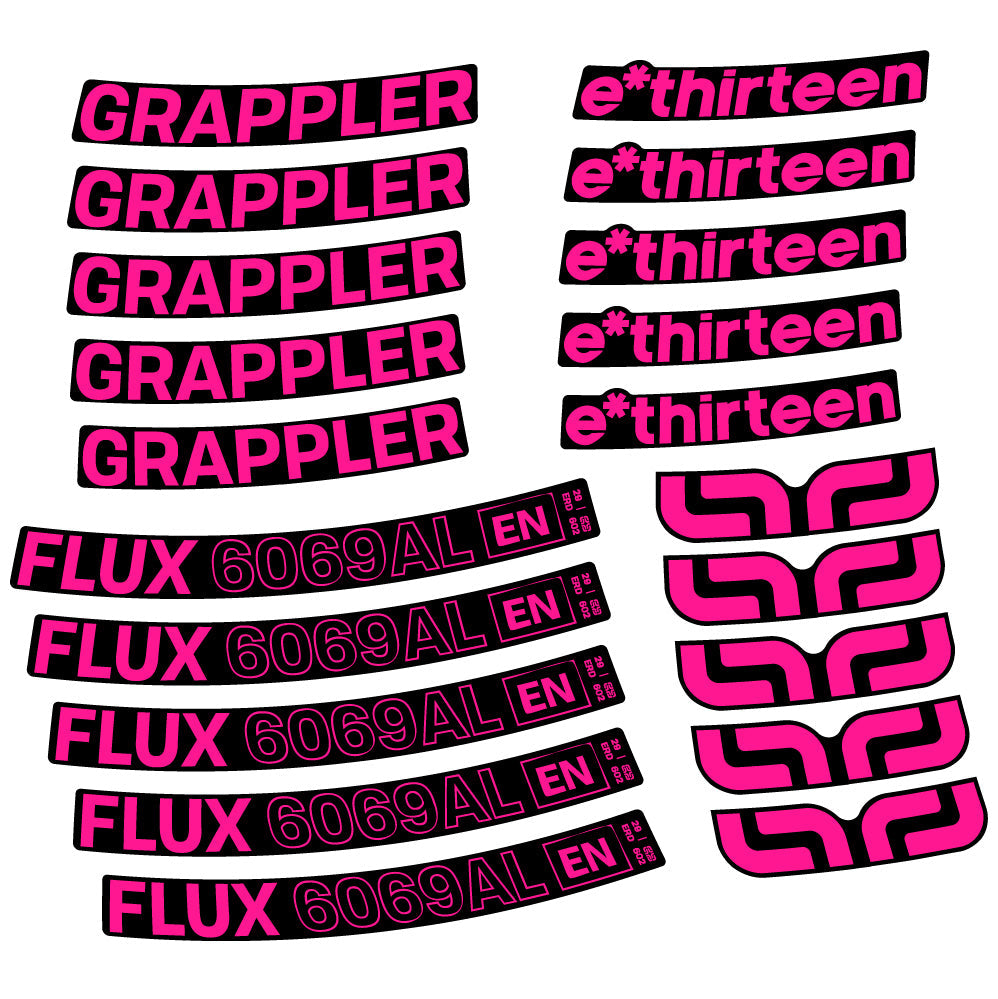 Stickers E-Thirteen Grappler Flux Alloy compatibles - Autocollants roue vélo VTT