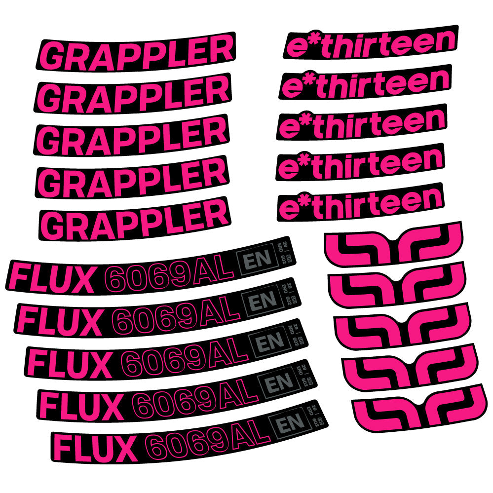 Stickers E-Thirteen Grappler Flux Alloy compatibles - Autocollants roue vélo VTT
