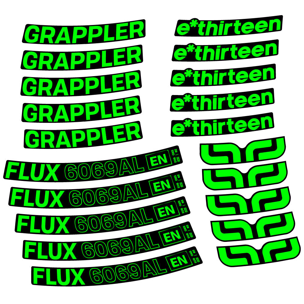 Stickers E-Thirteen Grappler Flux Alloy compatibles - Autocollants roue vélo VTT