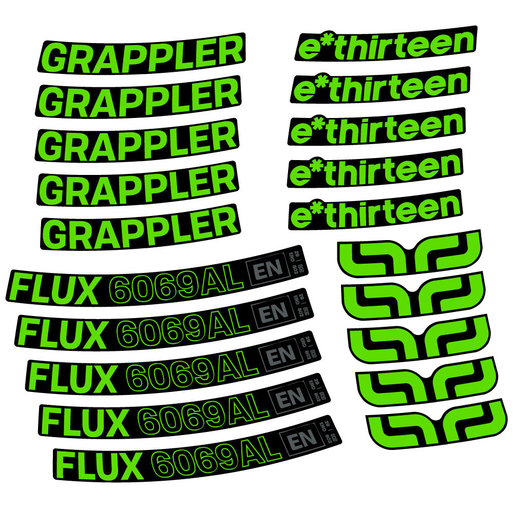 Stickers E-Thirteen Grappler Flux Alloy compatibles - Autocollants roue vélo VTT