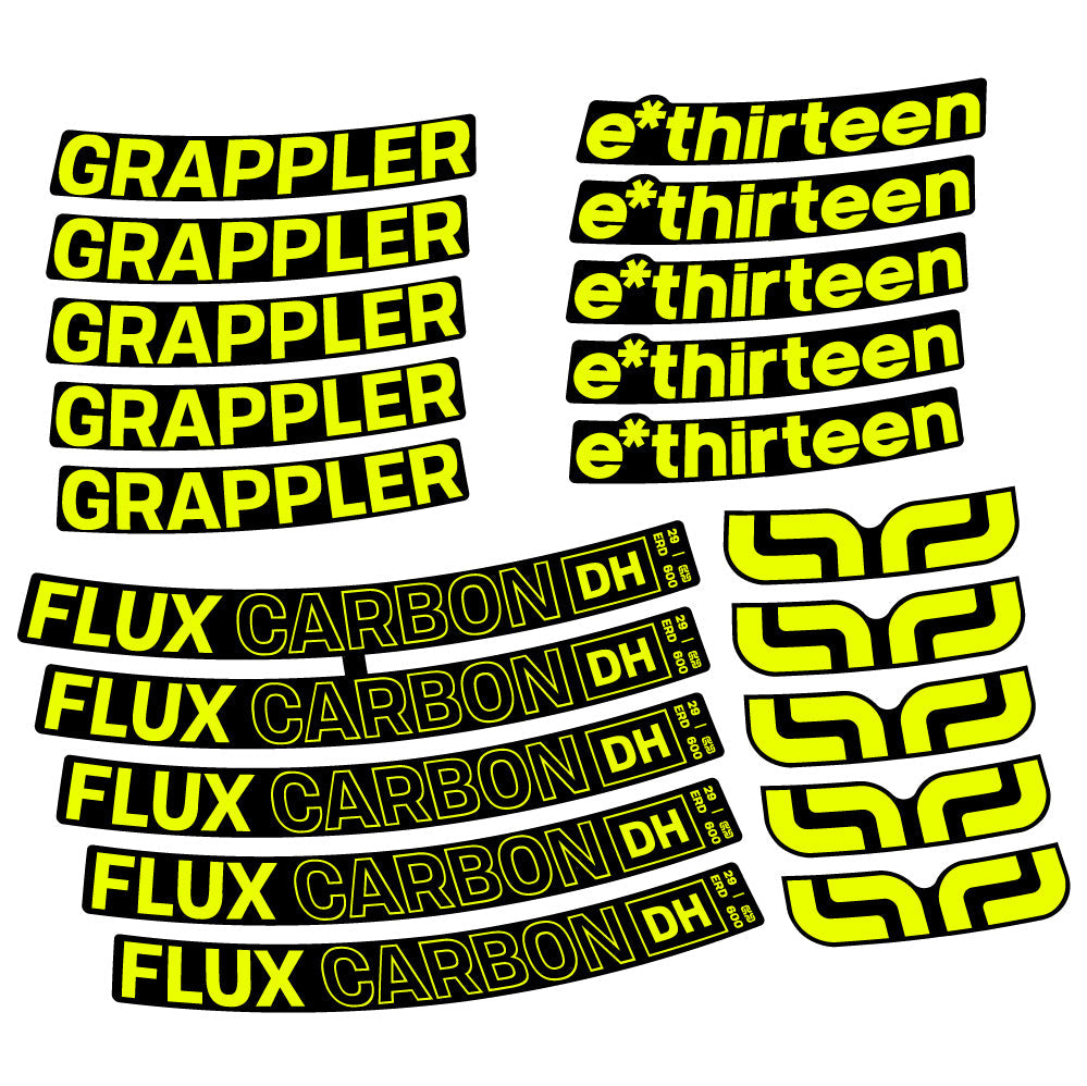 Stickers E-Thirteen Grappler Flux Carbon compatibles - Autocollants roue vélo VTT