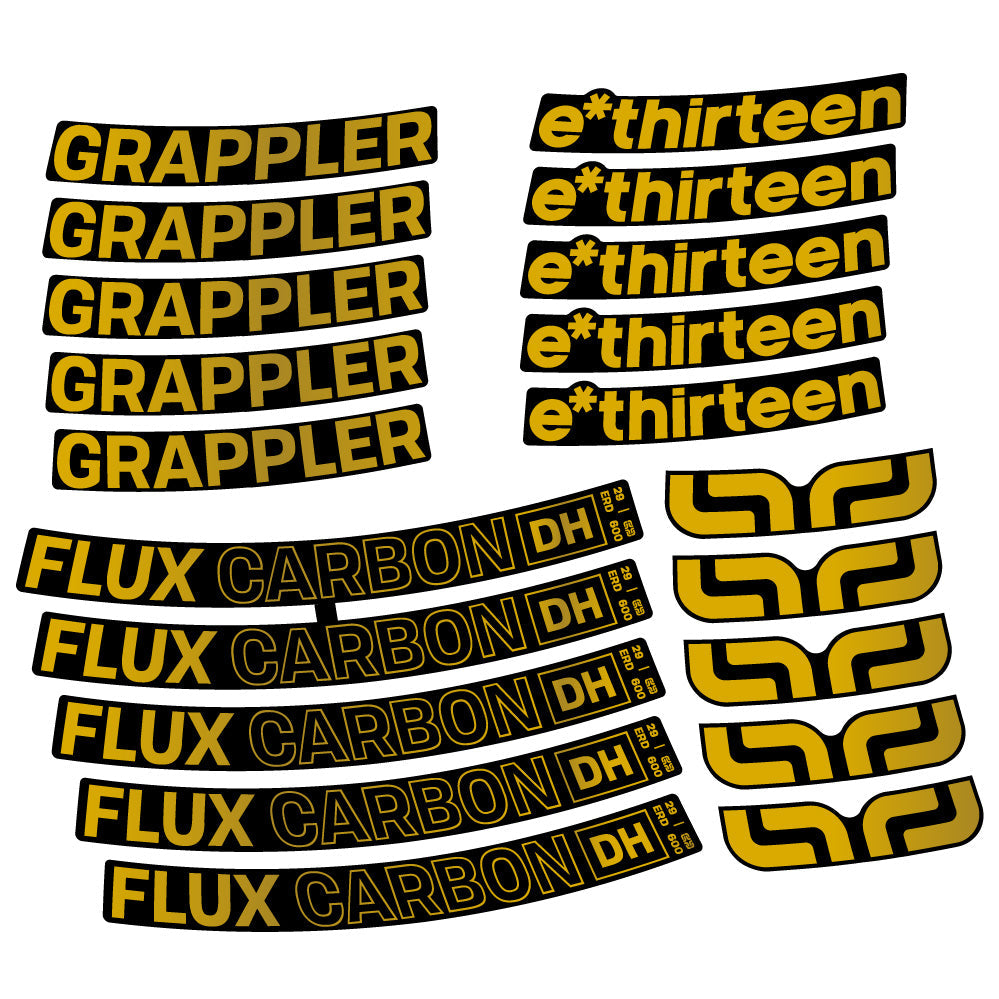 Stickers E-Thirteen Grappler Flux Carbon compatibles - Autocollants roue vélo VTT