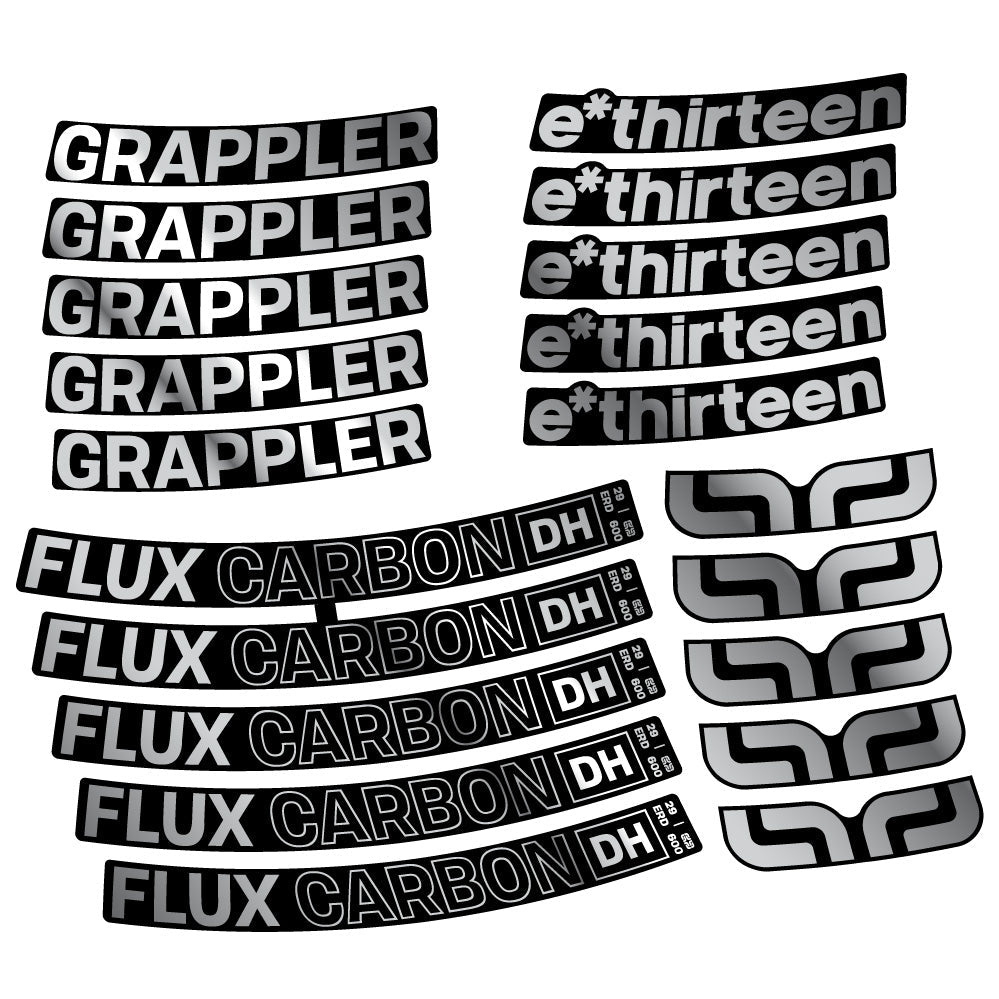 Stickers E-Thirteen Grappler Flux Carbon compatibles - Autocollants roue vélo VTT