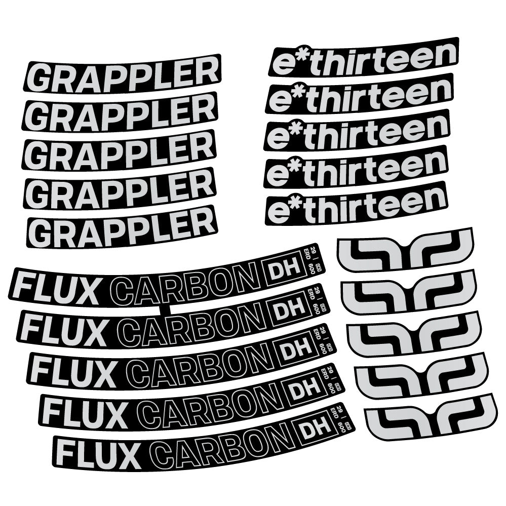 Stickers E-Thirteen Grappler Flux Carbon compatibles - Autocollants roue vélo VTT