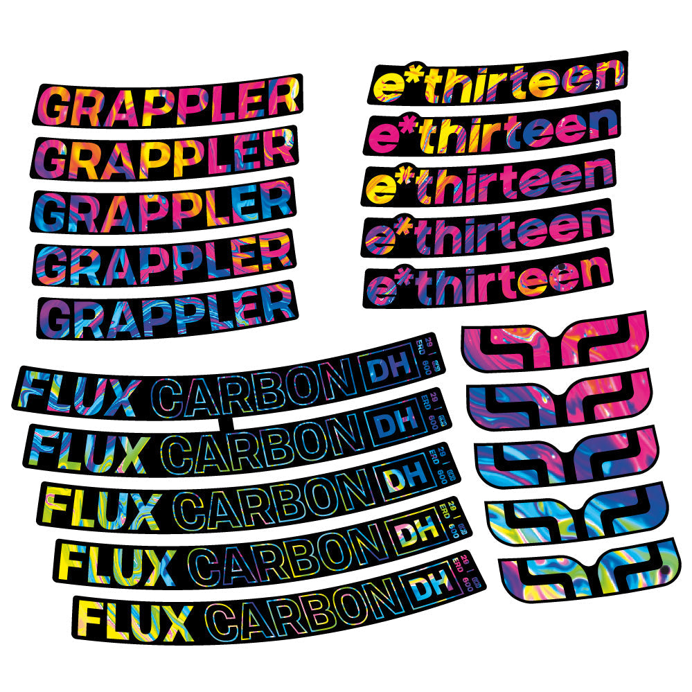 Stickers E-Thirteen Grappler Flux Carbon compatibles - Autocollants roue vélo VTT