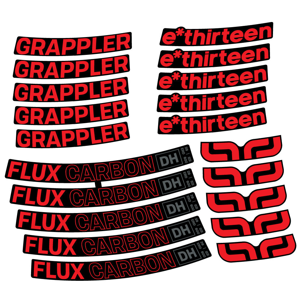 Stickers E-Thirteen Grappler Flux Carbon compatibles - Autocollants roue vélo VTT