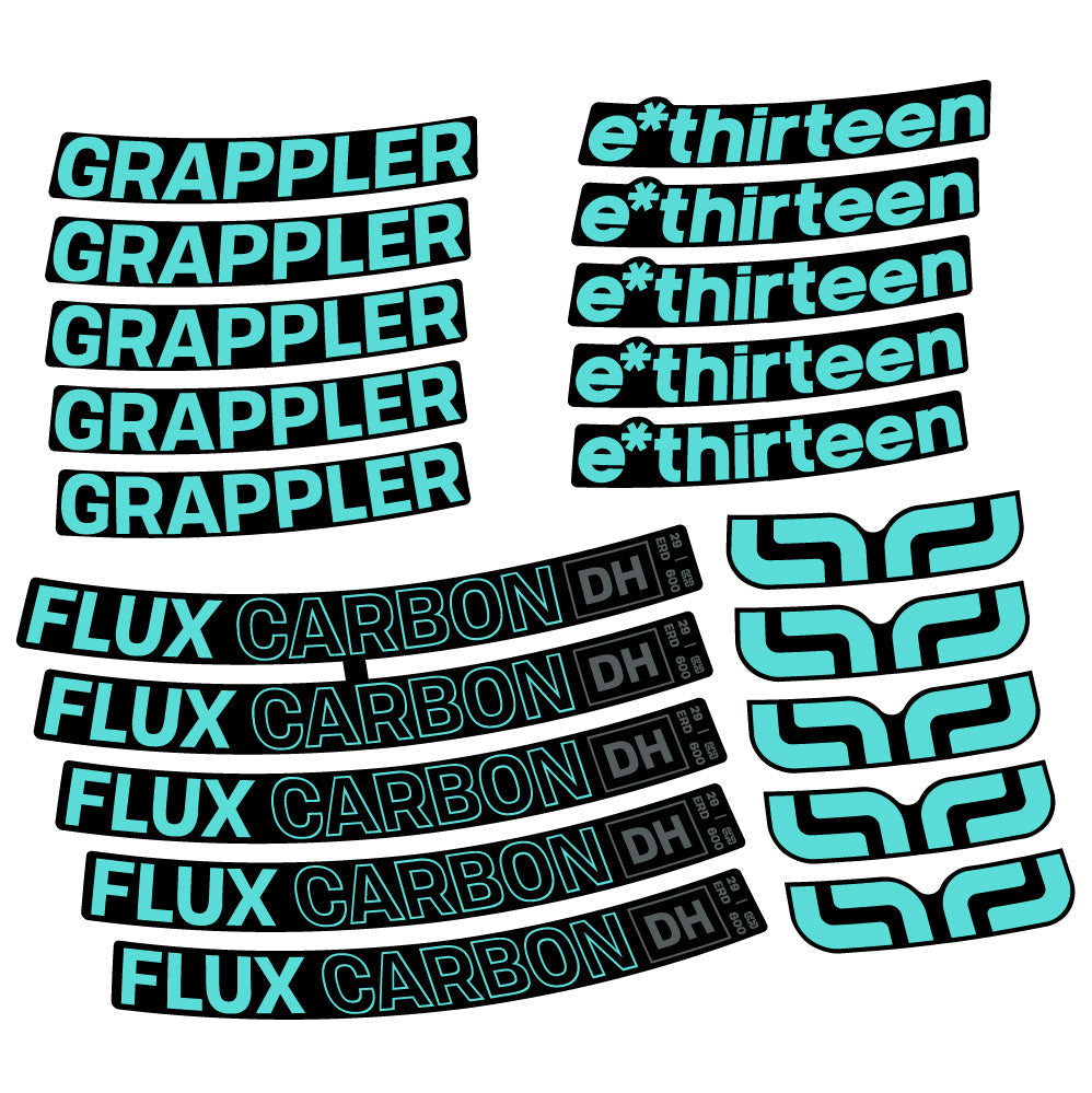 Stickers E-Thirteen Grappler Flux Carbon compatibles - Autocollants roue vélo VTT