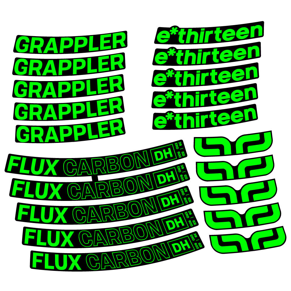 Stickers E-Thirteen Grappler Flux Carbon compatibles - Autocollants roue vélo VTT