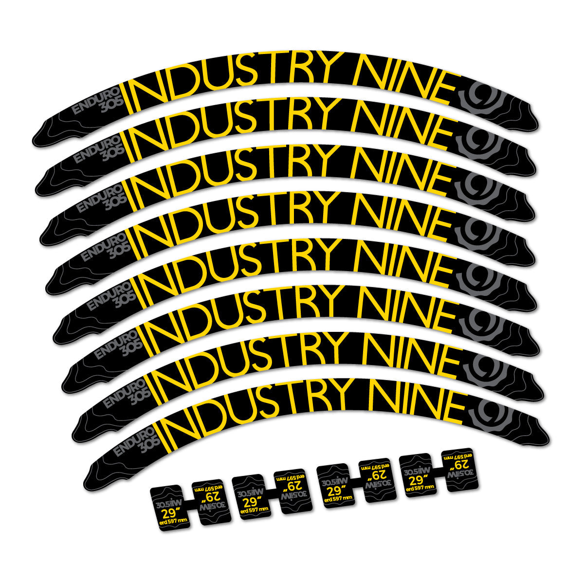 Banana Yellow decal for Industry Nine Enduro 305 2018 MTB wheel 29" – bike sticker vinyl
