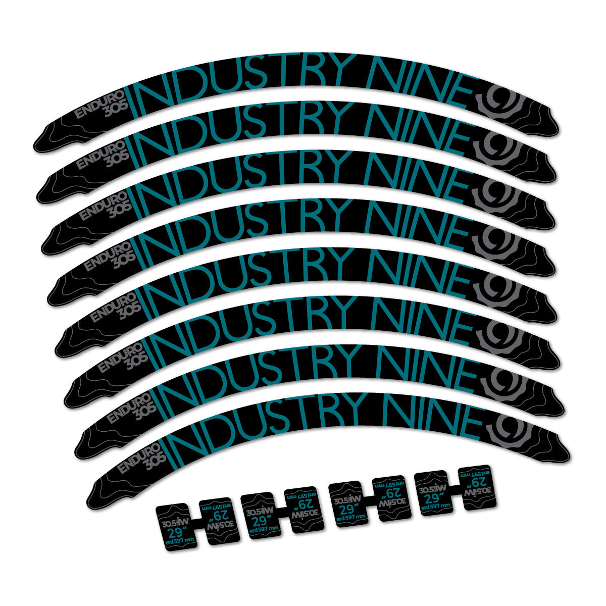 Dark Turquoise decal for Industry Nine Enduro 305 2018 MTB wheel 29" – bike sticker vinyl
