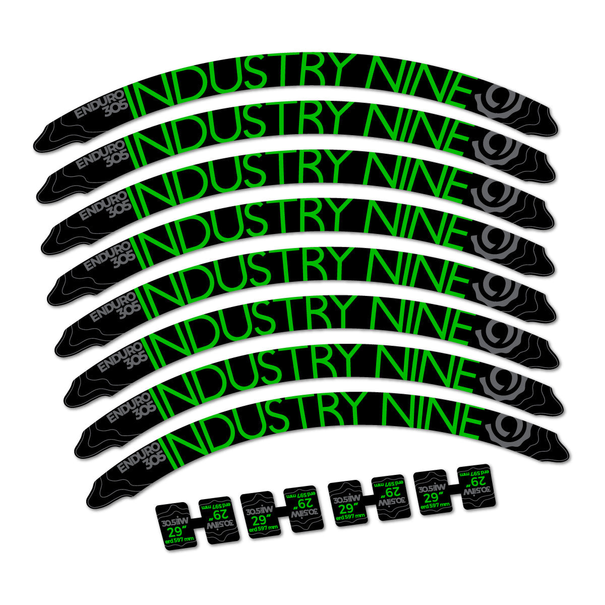 Grass Green decal for Industry Nine Enduro 305 2018 MTB wheel 29" – bike sticker vinyl