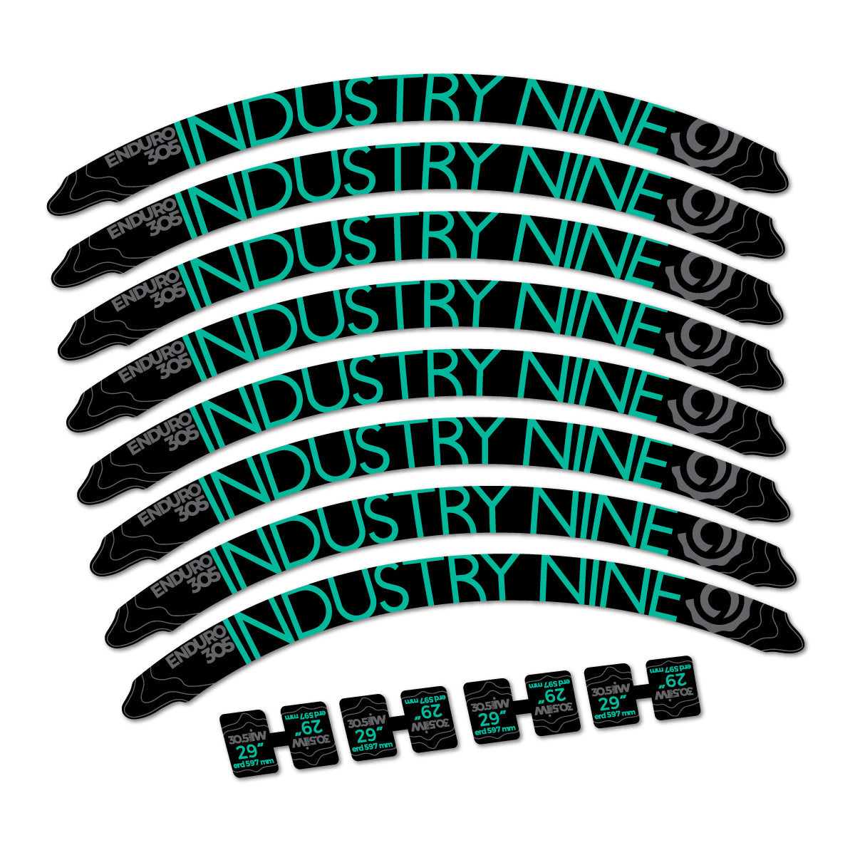 Green Turquoise decal for Industry Nine Enduro 305 2018 MTB wheel 29" – bike sticker vinyl