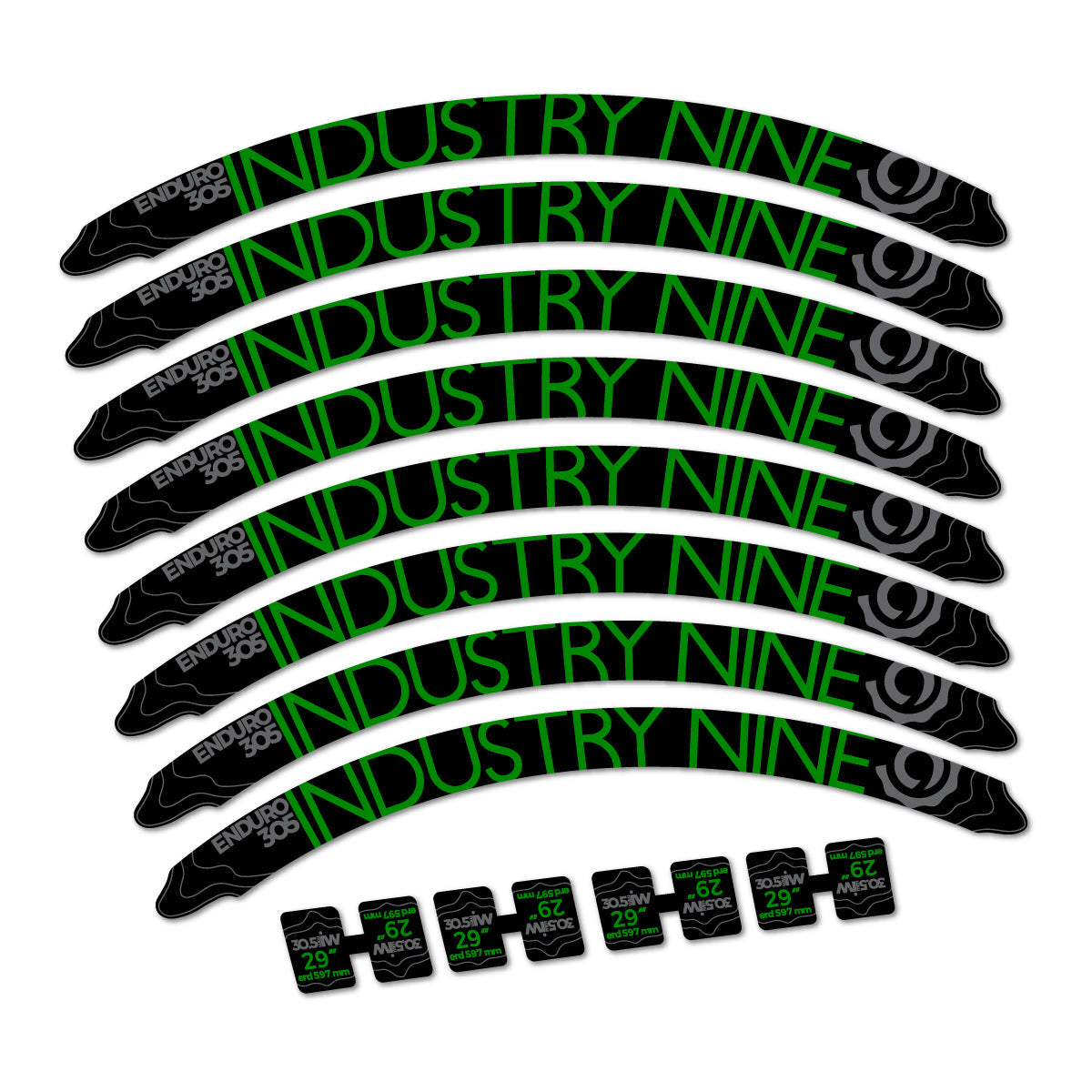 Medium Green decal for Industry Nine Enduro 305 2018 MTB wheel 29" – bike sticker vinyl