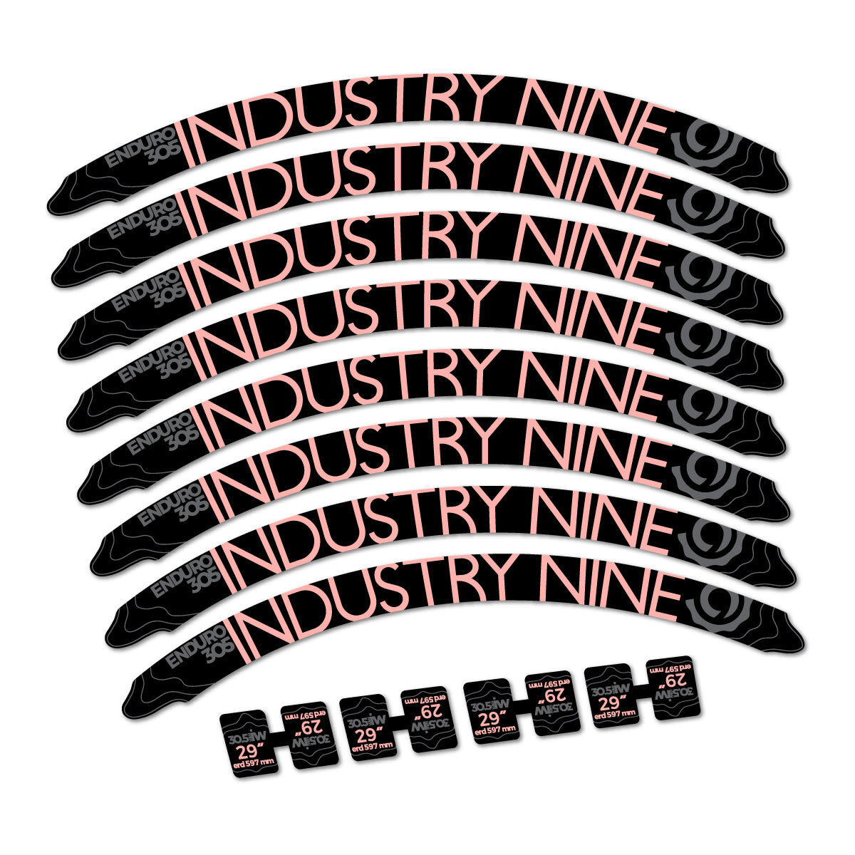 Salmon Pink decal for Industry Nine Enduro 305 2018 MTB wheel 29" – bike sticker vinyl